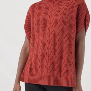 Pact Women's Cable Knit Poncho Orange Size Medium/ Large